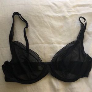 Unlined Mesh Black Bra